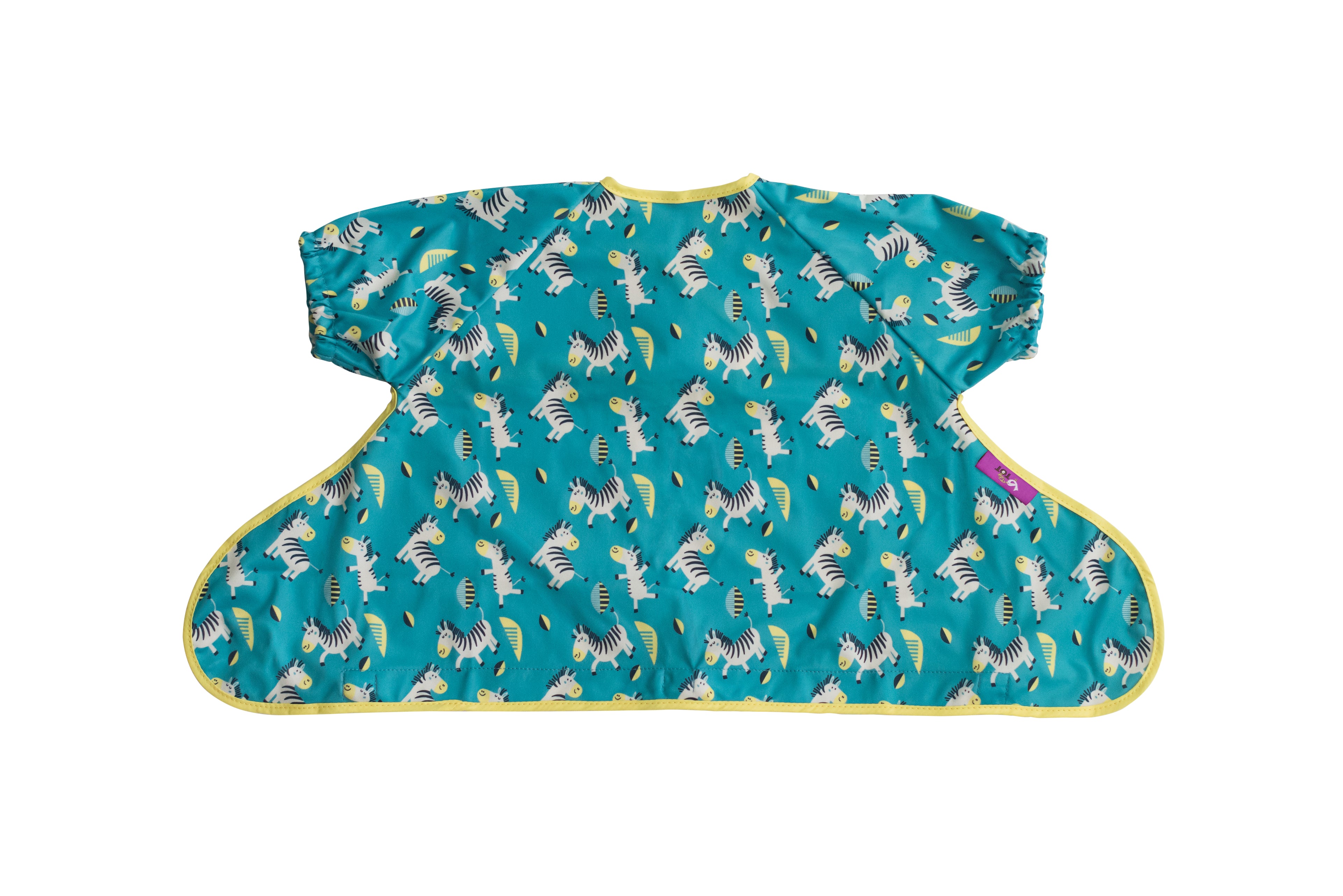 Tidy Tot Hagesmæk med Sugekop (korte ærmer) - Turkis Zebra - Hagesmæk med ærmer - MamaMilla