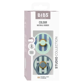 BIBS Studio Colour rund napp strl. 2, latex – Nordic Mint/Petrol (2-pack)