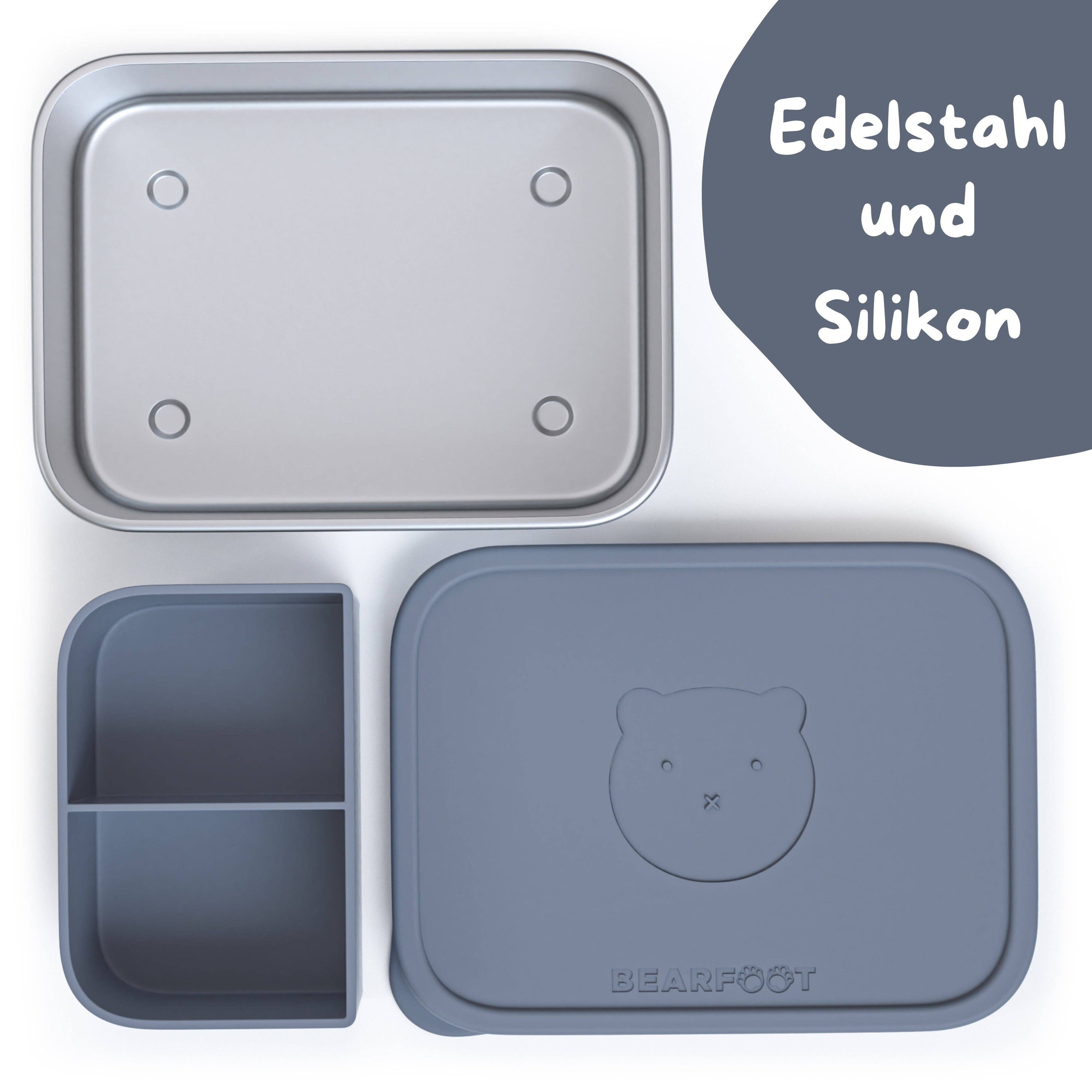 BEARFOOT Bento Stål Madkasse Med 4/6 Rum (justerbar) - Blue: 700 ml - Madkasse - MamaMilla