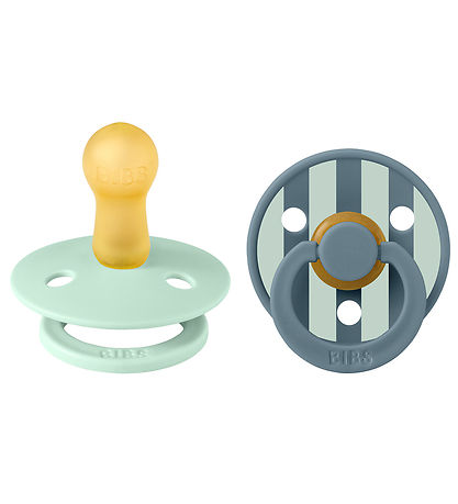 BIBS Studio Colour rund napp strl. 2, latex – Nordic Mint/Petrol (2-pack)