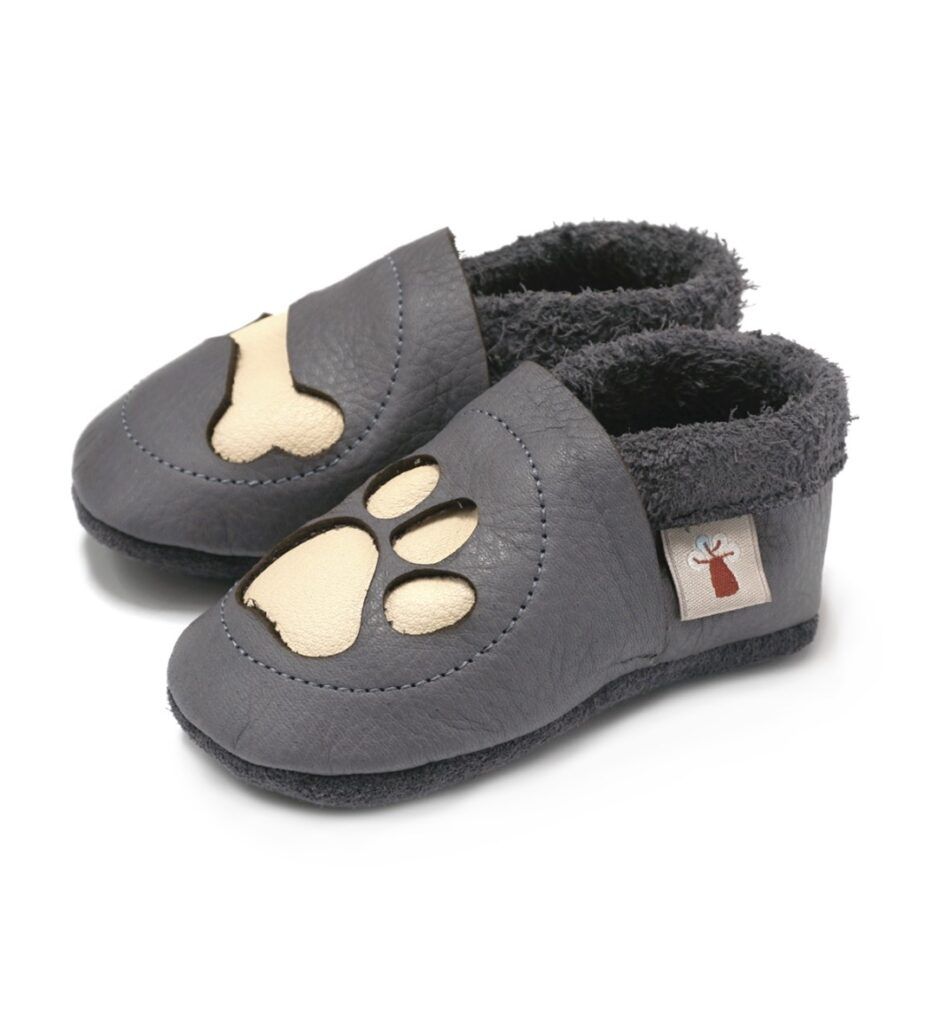 Baobaby Klassisk Babysko - Paw Grey L - - MamaMilla