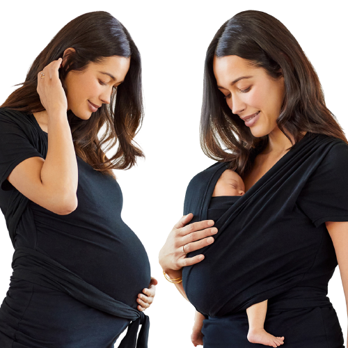 Moby Top med stöd och Wrap t-shirt Bump & Beyond - Svart - Stretch omslag - MamaMilla