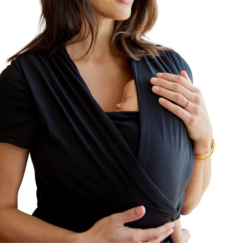 Moby Top med stöd och Wrap t-shirt Bump & Beyond - Svart - Stretch omslag - MamaMilla