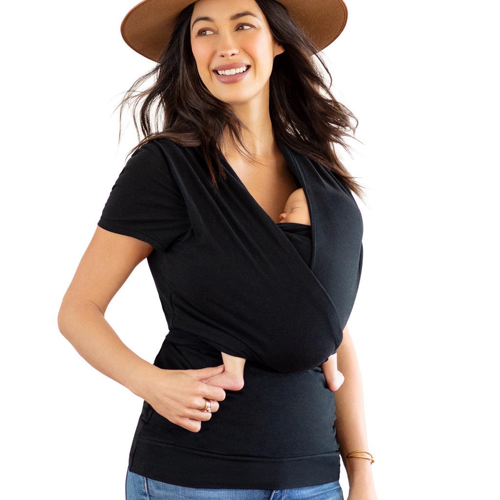 Moby Top med stöd och Wrap t-shirt Bump & Beyond - Svart - Stretch omslag - MamaMilla