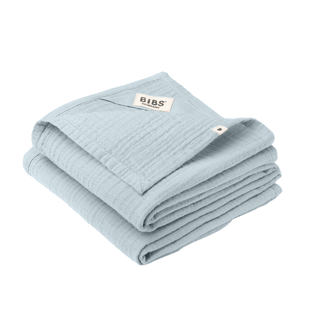 BIBS 2-pack tygblöja "Baby Blue" i mjuk muslin (ekologisk bomull) - MamaMilla