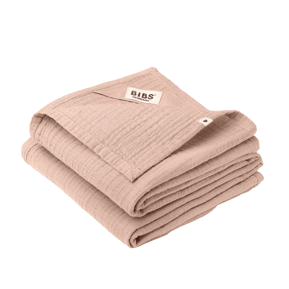 BIBS 2-pack tygblöja "Blush" i mjuk muslin (ekologisk bomull) - MamaMilla