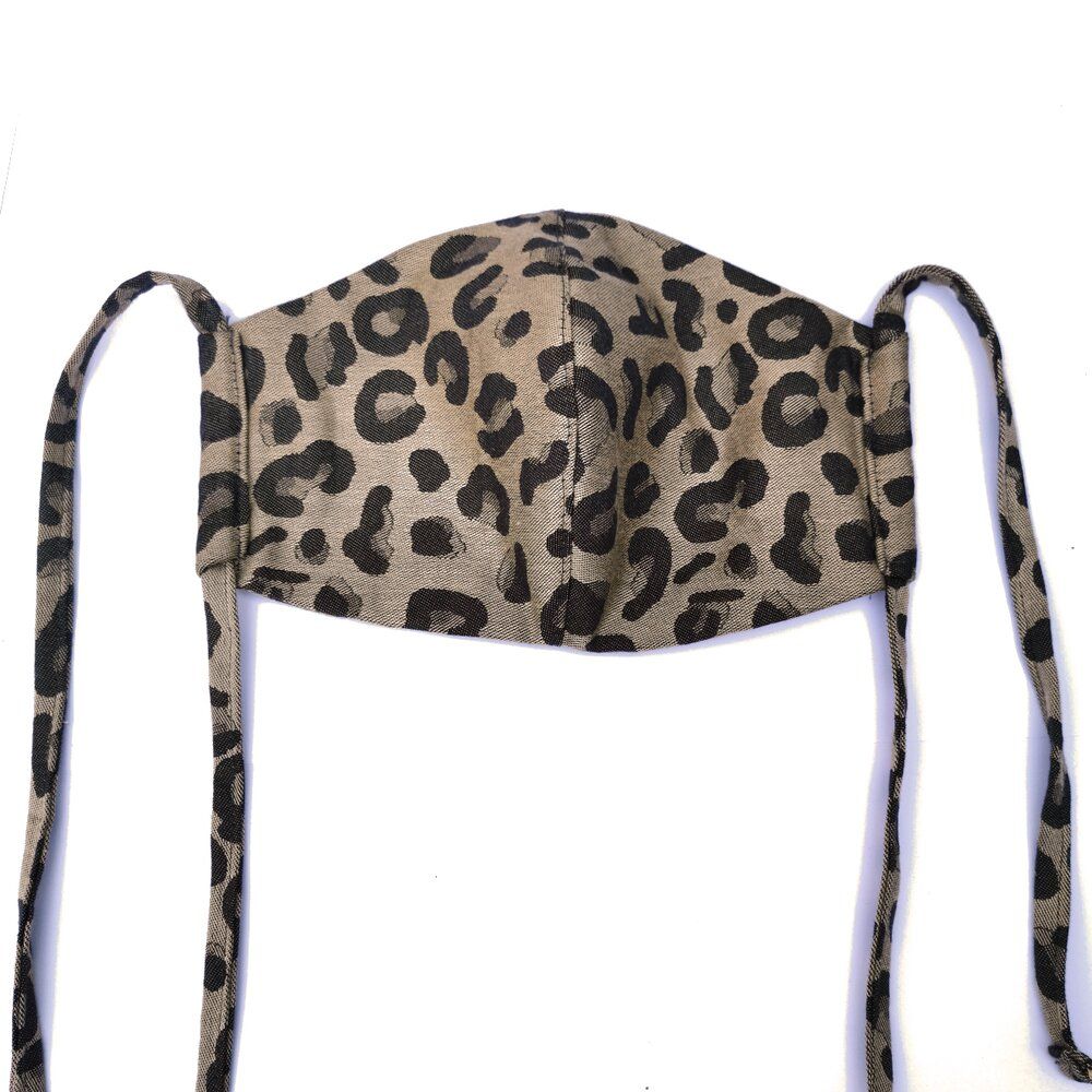 Fidella Mundbind- Leopard/Gold med bindesnor - - MamaMilla