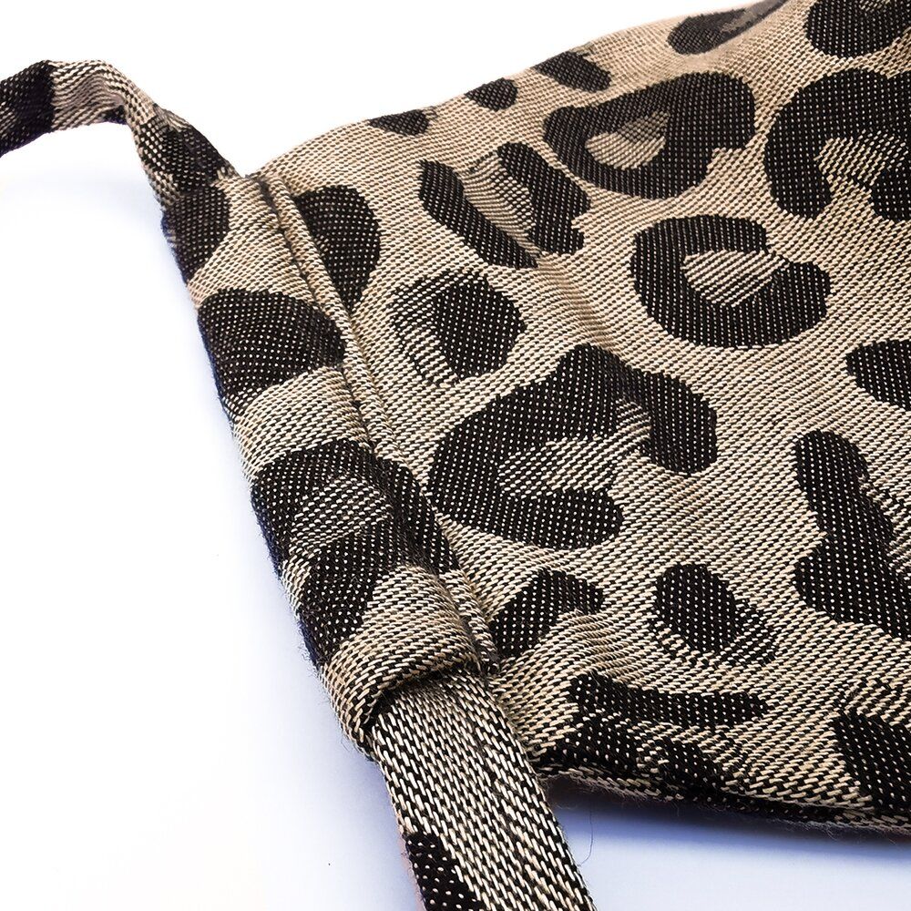 Fidella Mundbind- Leopard/Gold med bindesnor - - MamaMilla