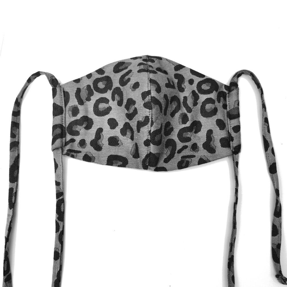 Fidella Mundbind - Leopard/Silver med bindebånd - - MamaMilla