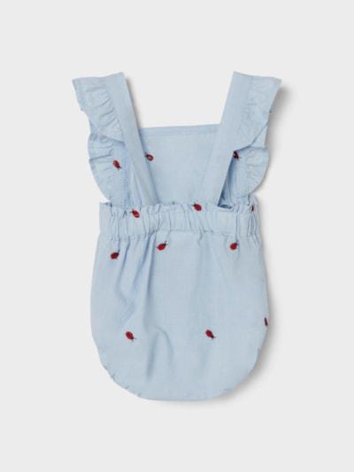 Name it Romper med broderi - Ferilla - Nyckelpigor - Chambray Blue - Jumpsuit - MamaMilla