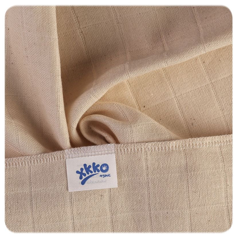 XKKO Tvättlapp i Ekologisk bomull - Muslin - 40x40 cm - 10 stycken - Naturlig - Tvättlappar - MamaMilla