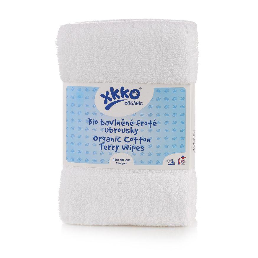 XKKO Tvättlapp/handduk i ekologisk bomullsfrotté - 40x40 cm - 2 st - Vit - Tvättlappar - MamaMilla