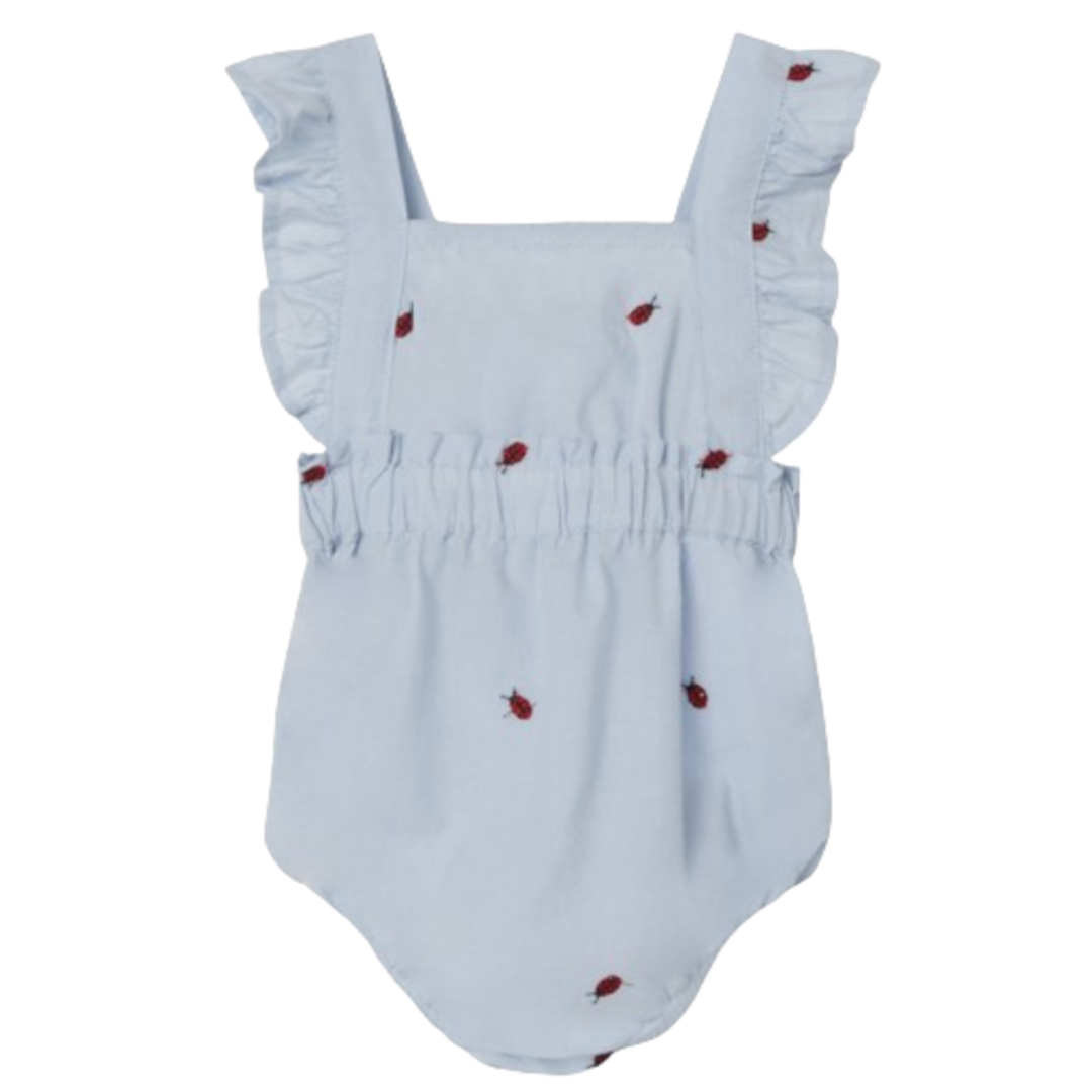 Name it Romper med broderi - Ferilla - Nyckelpigor - Chambray Blue - Jumpsuit - MamaMilla