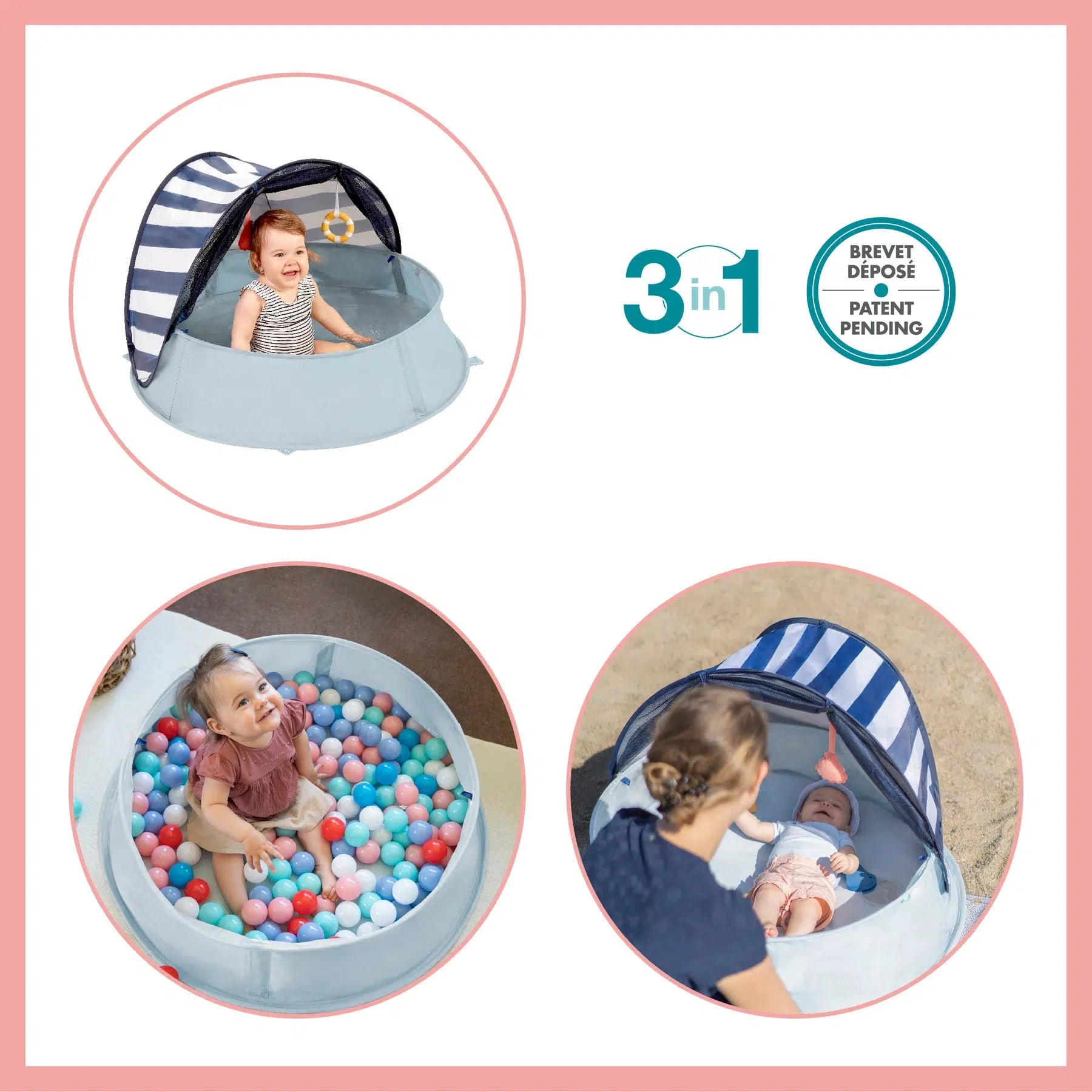 Babymoov 3in1 UV-tält - Mariniére Aquani - UV-tält - MamaMilla