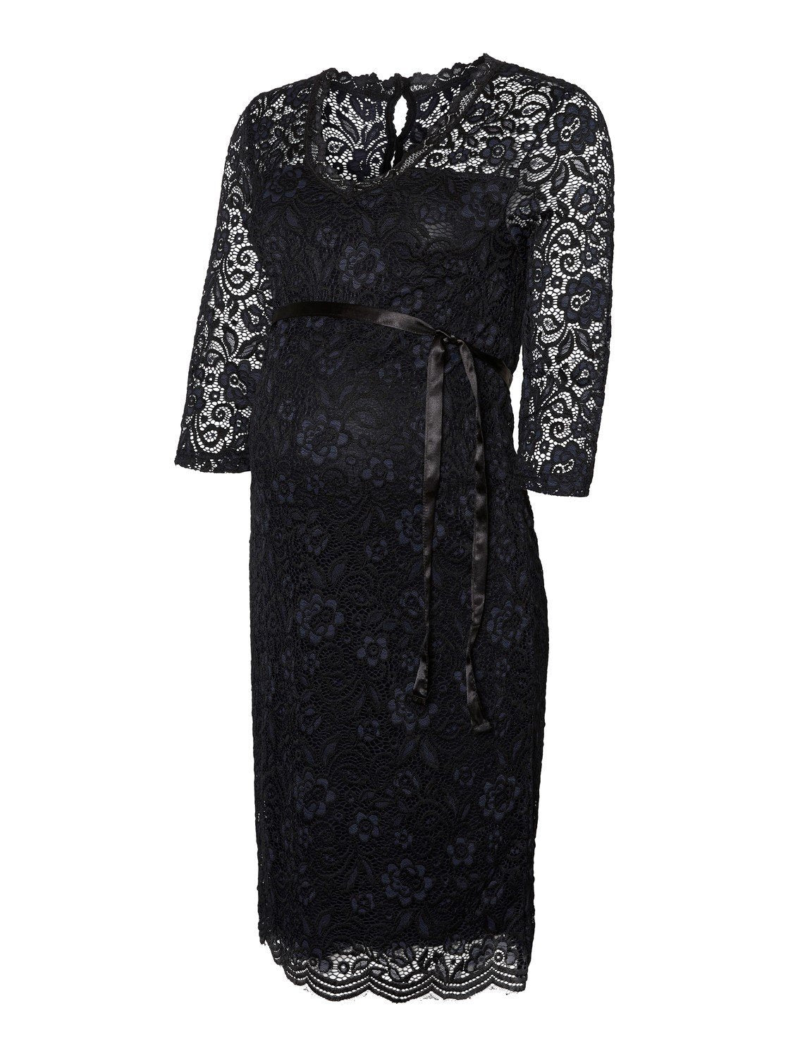 Mamalicious Tvåfärgad Gravidklänning i spets - Blå/Svart - Gravidkläder - MamaMilla