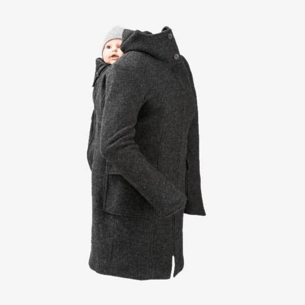 Mamalila 4in1 bärare och gravidjacka även för ryggbärande - Ull - Antracit - Bärjacka - MamaMilla