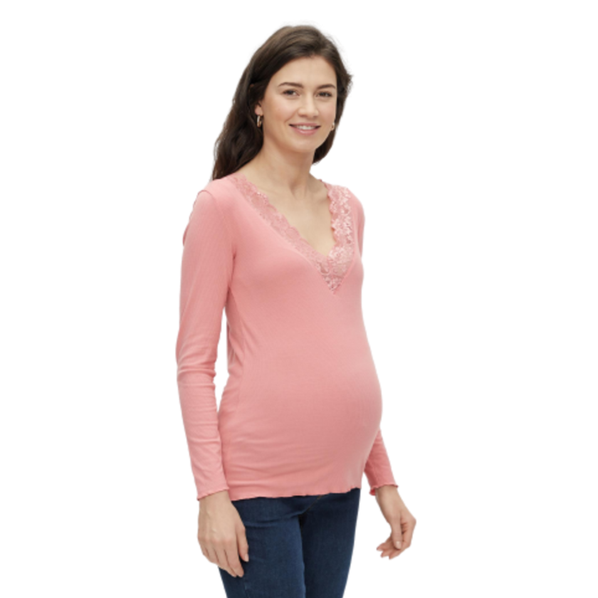 Mamalicious Blond gravidtopp - Trina - Dusty rose - gravidkläder - MamaMilla
