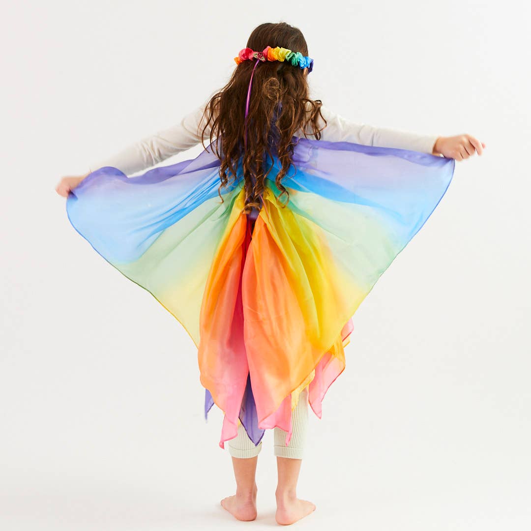Sarahs Silk Silk Rainbow Wings - för Fairy Dress-Up Play - - MamaMilla