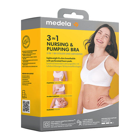 Medela Bekväm 3-i-1 amnings- och pump-BH, vit, strl M