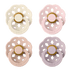 BIBS Boheme rund napp storlek 1, latex – Ivory/Blush/Woodchuck (4-pack) - MamaMilla