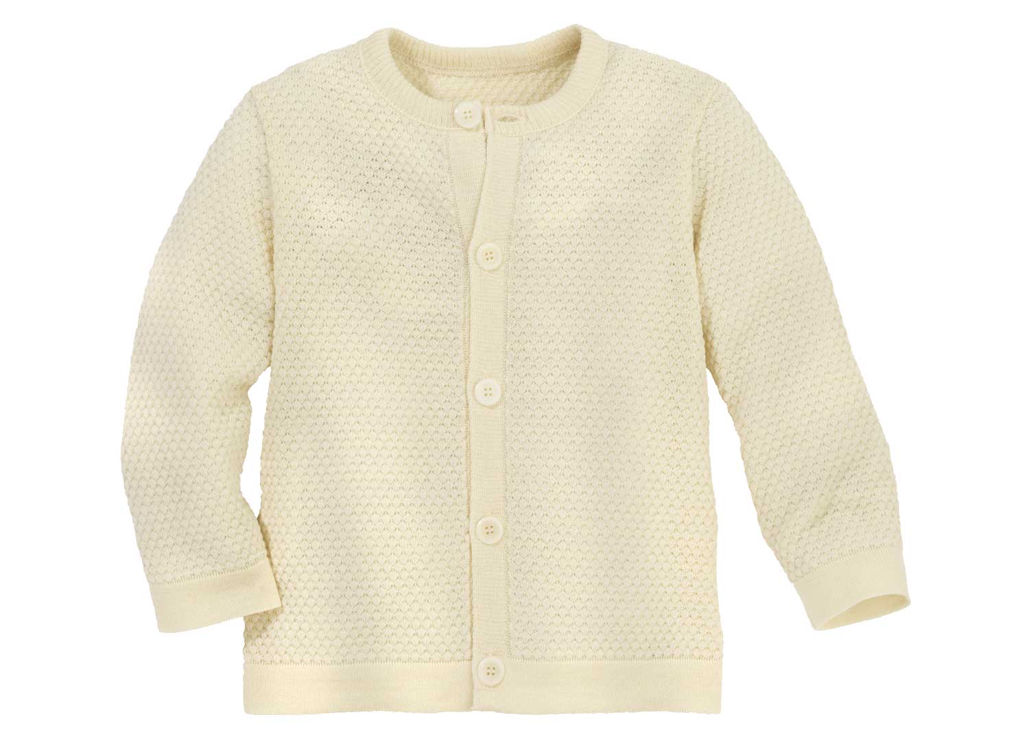 Stickad jacka i våffelstickad - Merinoull - Naturlig - Disana ekologiska babykläder