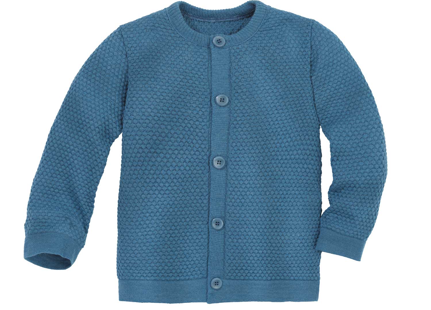 Stickad jacka i våffelstickad - Merinoull - Dove blue - Disana ekologiska babykläder