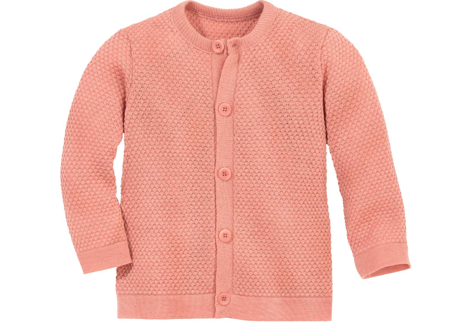 Stickad jacka i våffelstickad - Merinoull - Soft Pink - Disana ekologiska babykläder