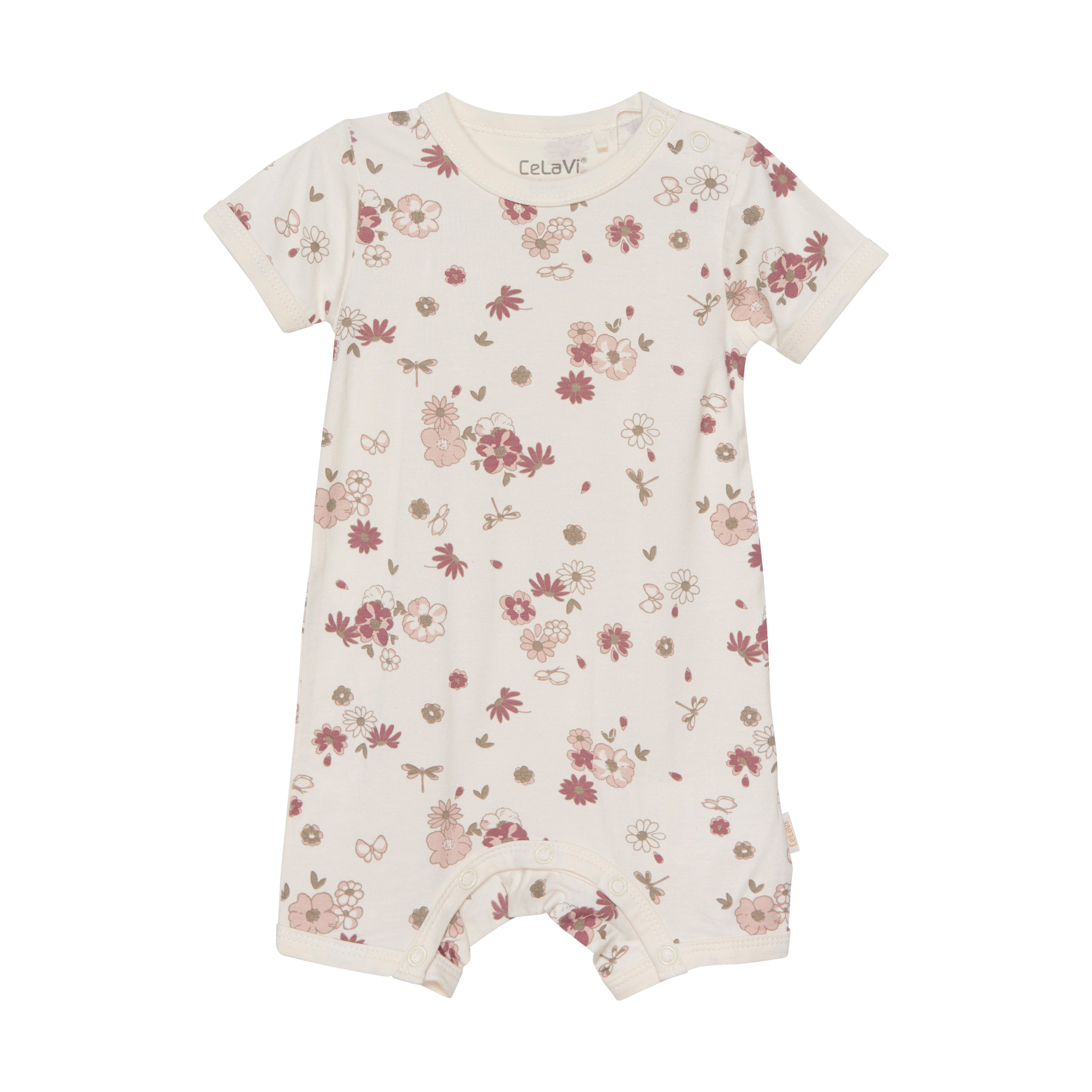 Celavi Short Sleeve Leg Jumpsuit - Blommig - Rose Cloud - Jumpsuit - MamaMilla