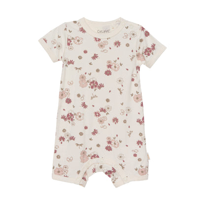 Celavi Short Sleeve Leg Jumpsuit - Blommig - Rose Cloud - Jumpsuit - MamaMilla