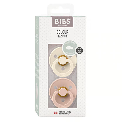 BIBS Colour symmetrisk napp storlek 2, latex – Ivory/Blush (2-pack)