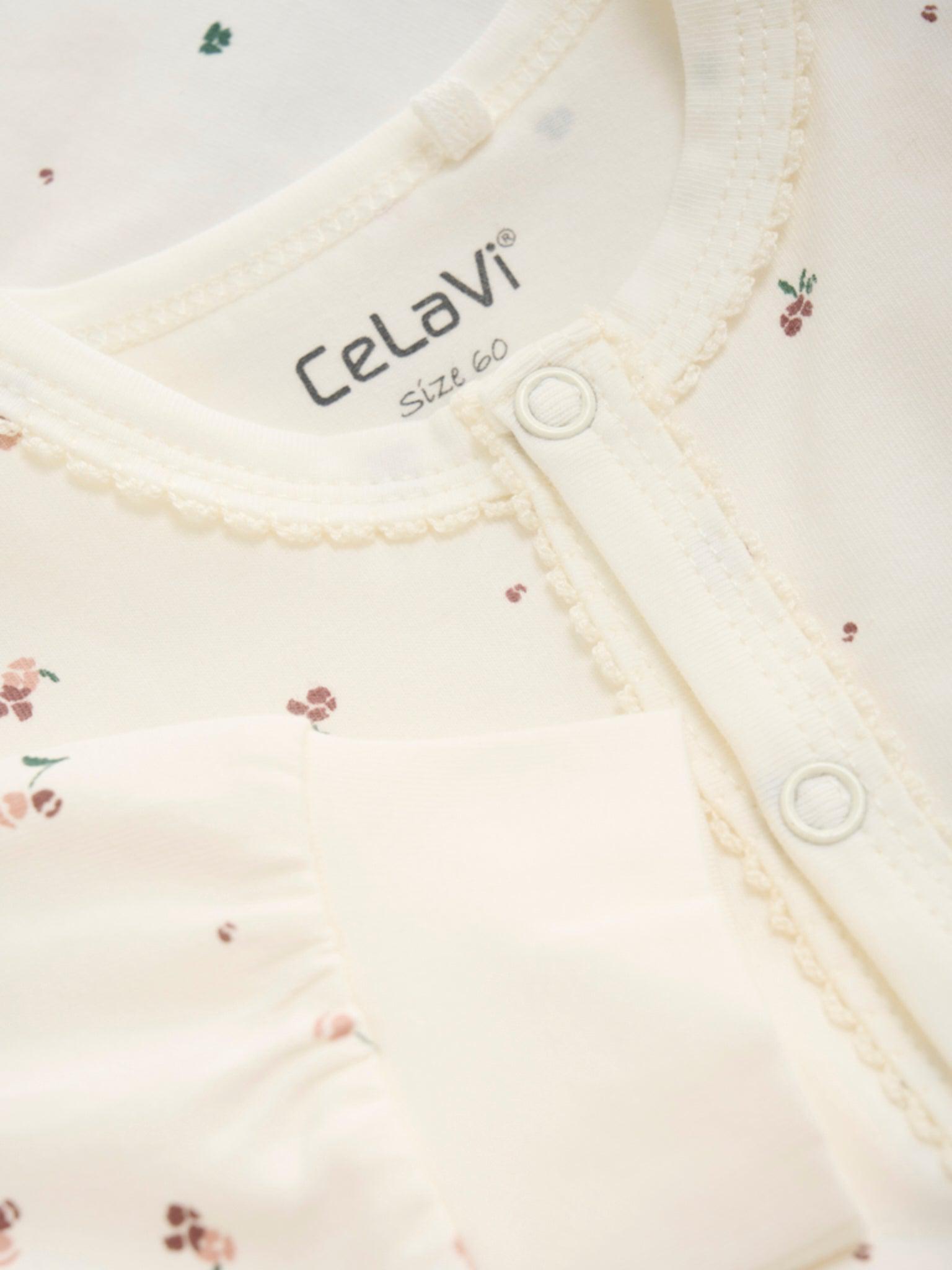 Celavi Onesie spetskant - Blommor - Rose Brown - Onesie - MamaMilla