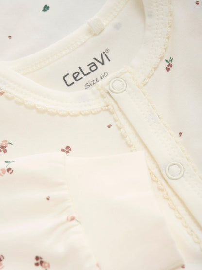 Celavi Onesie spetskant - Blommor - Rose Brown - Onesie - MamaMilla