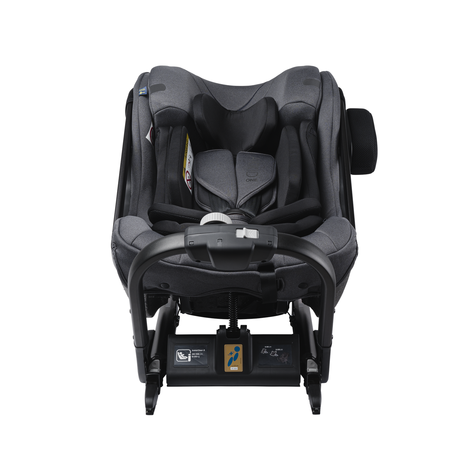 Axkid ONE+ 2 - Granitmelerad - iSize 40-125 cm - 40-125 cm (Nyfödd till 7 år) - MamaMilla