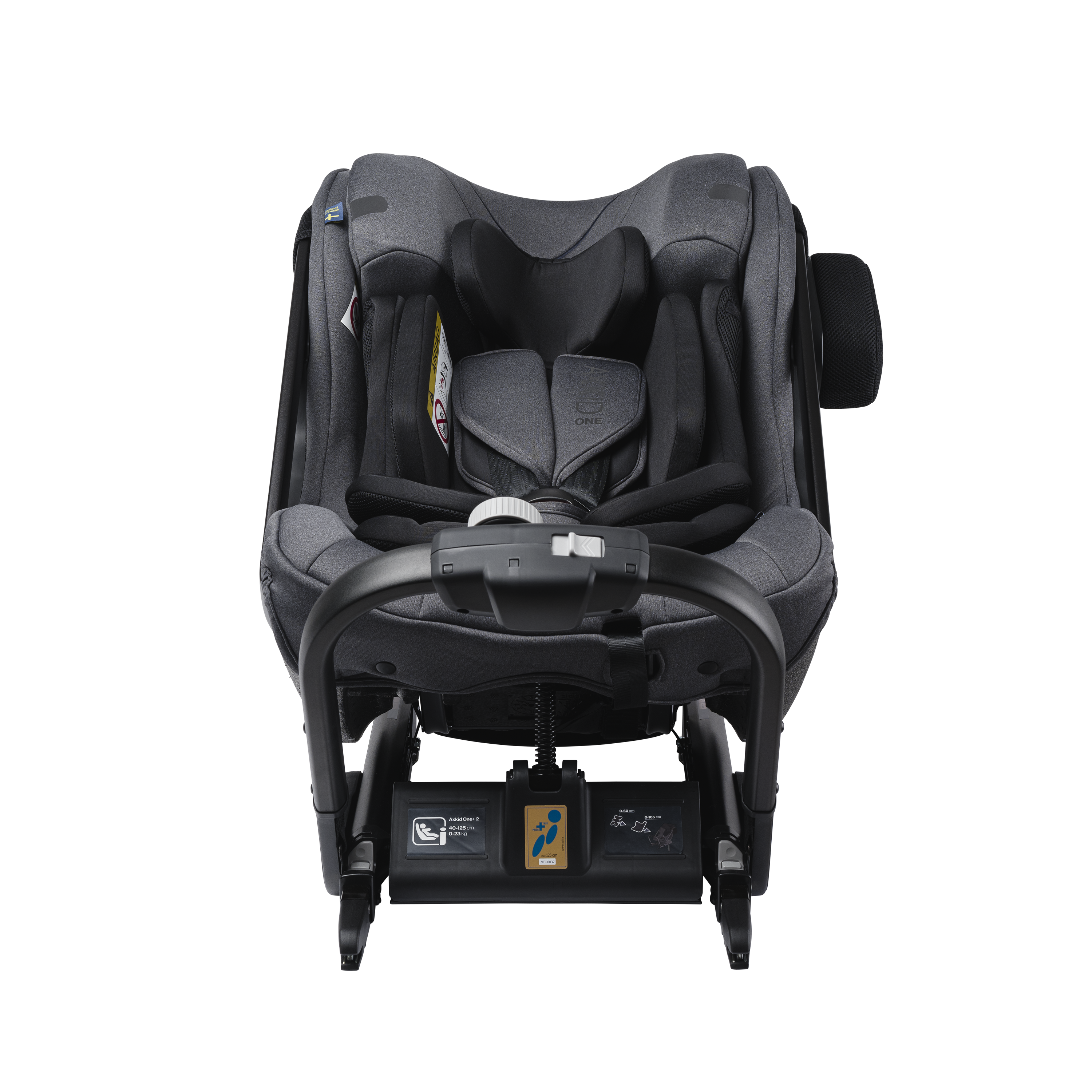 Axkid ONE+ 2 - Granitmelerad - iSize 40-125 cm - 40-125 cm (Nyfödd till 7 år) - MamaMilla
