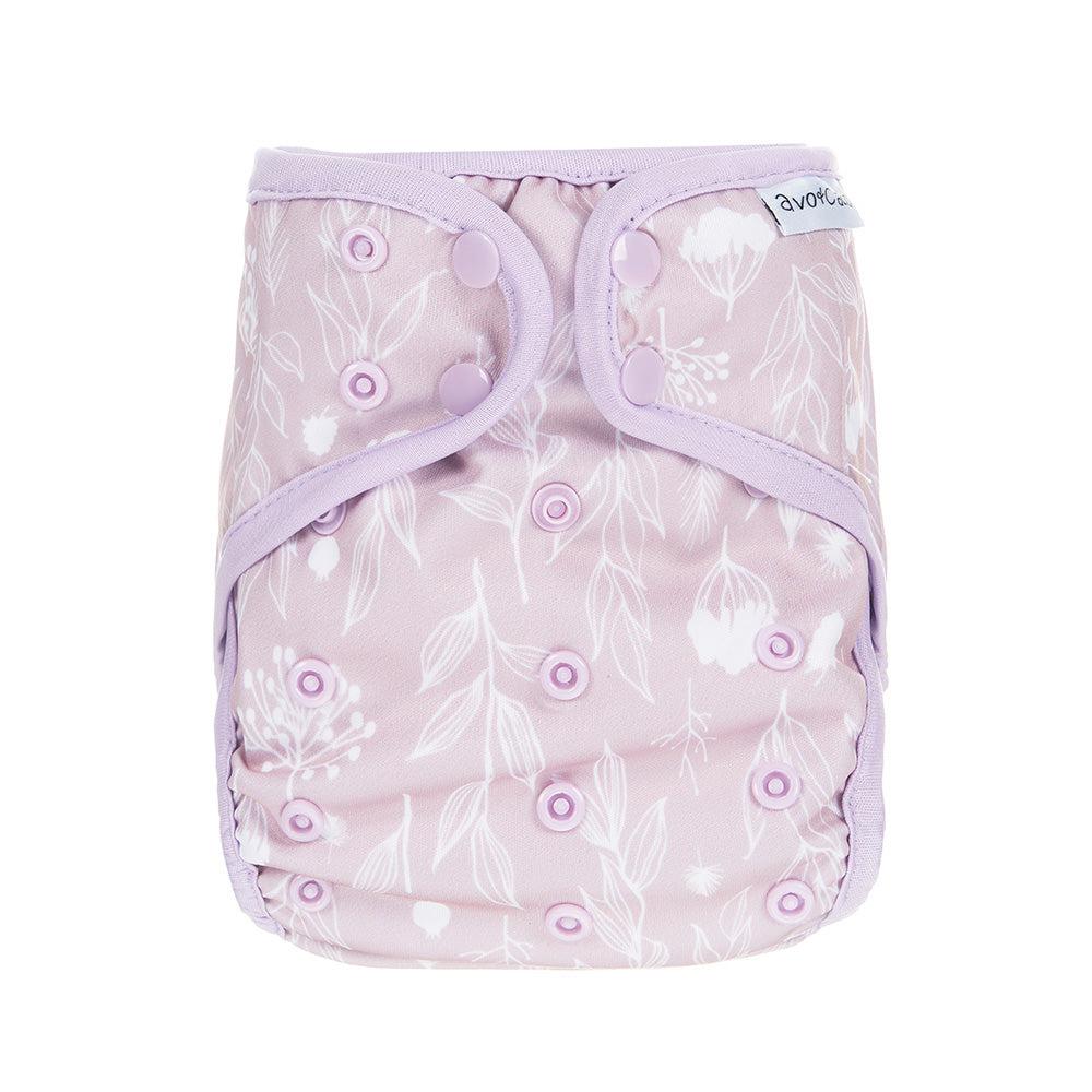 avo+cado One Size Explorer blöjöverdrag - Wildpflanzen, Naturküche, Knospen, Giersch, Sand, Pampasgras, Moss, Mauve, Blätter, Kräuter, Grey, Pusteblume - - MamaMilla
