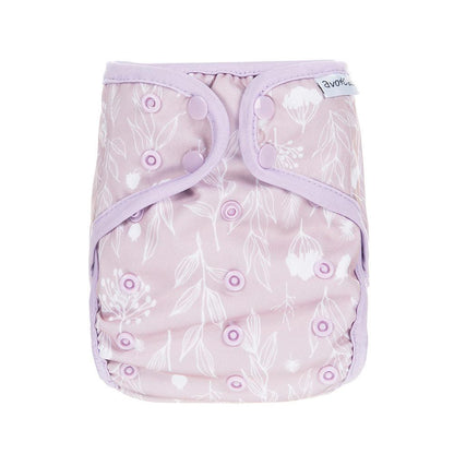 avo+cado One Size Explorer blöjöverdrag - Wildpflanzen, Naturküche, Knospen, Giersch, Sand, Pampasgras, Moss, Mauve, Blätter, Kräuter, Grey, Pusteblume - - MamaMilla