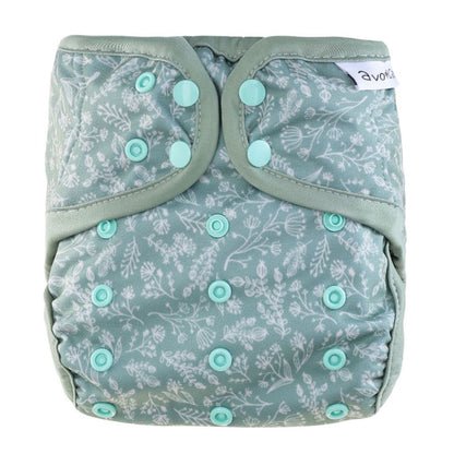 avo+cado One Size Explorer blöjöverdrag - Wildpflanzen, Naturküche, Knospen, Giersch, Sand, Pampasgras, Moss, Mauve, Blätter, Kräuter, Grey, Pusteblume - - MamaMilla