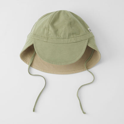 Cloby Sunhat UPF 50+ Olivgrön/Sandstrand 0-6m - - MamaMilla