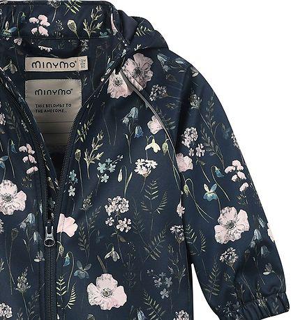Minymo Softshell kostym - Blommor - Blue Nights - softshell - barn - MamaMilla