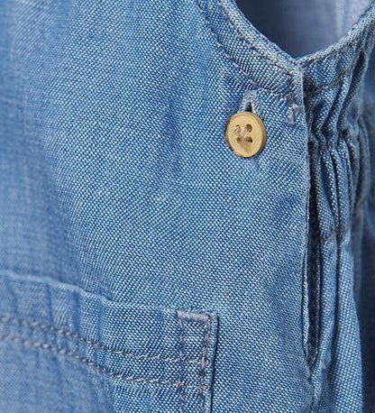 Minymo Overall med volanger - Denim - Grey Mist - Byxor - MamaMilla