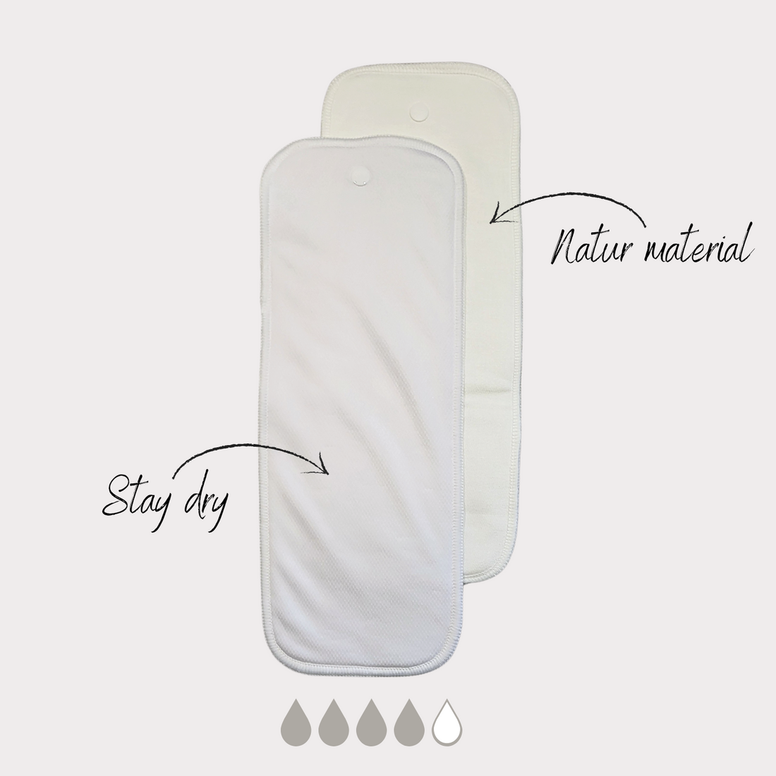 Inlägg knapp 2-knapp (Stay-dry) - Inlägg till tygblöjor - MamaMilla