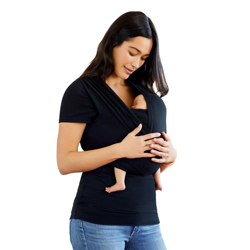 Moby Top med stöd och Wrap t-shirt Bump &amp; Beyond - Svart - Stretch omslag - MamaMilla