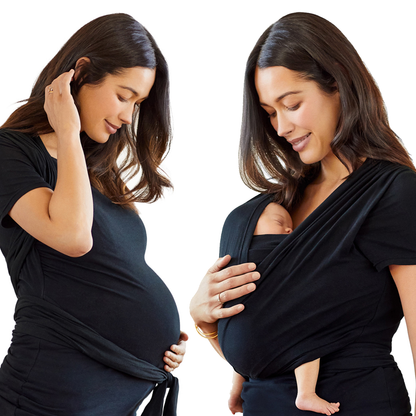 Moby Top med stöd och Wrap t-shirt Bump &amp; Beyond - Svart - Stretch omslag - MamaMilla