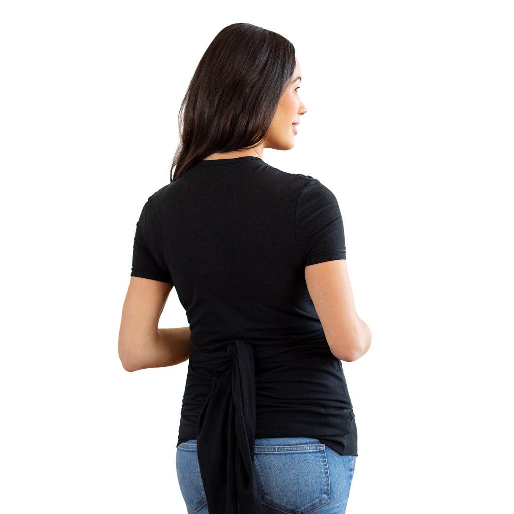 Moby Top med stöd och Wrap t-shirt Bump &amp; Beyond - Svart - Stretch omslag - MamaMilla