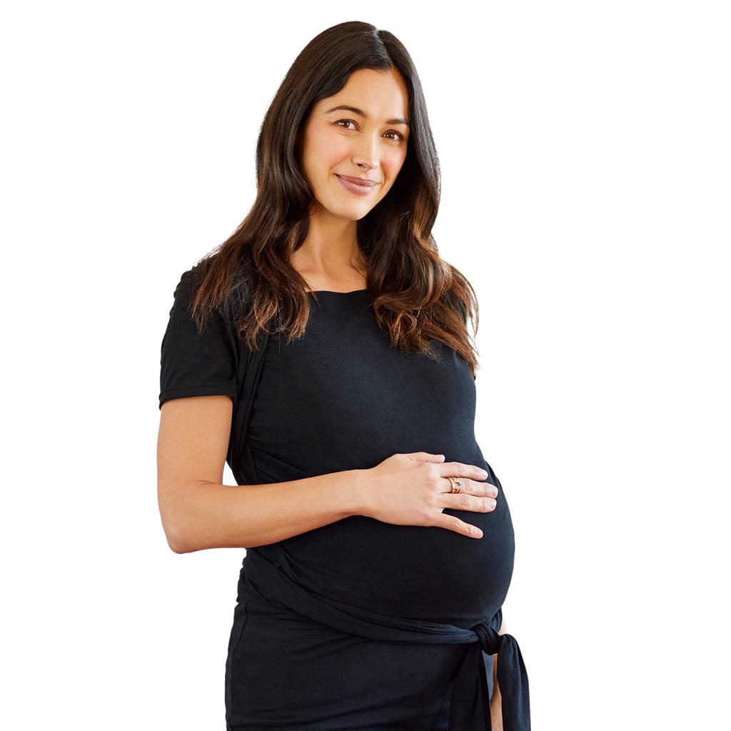 Moby Top med stöd och Wrap t-shirt Bump &amp; Beyond - Svart - Stretch omslag - MamaMilla