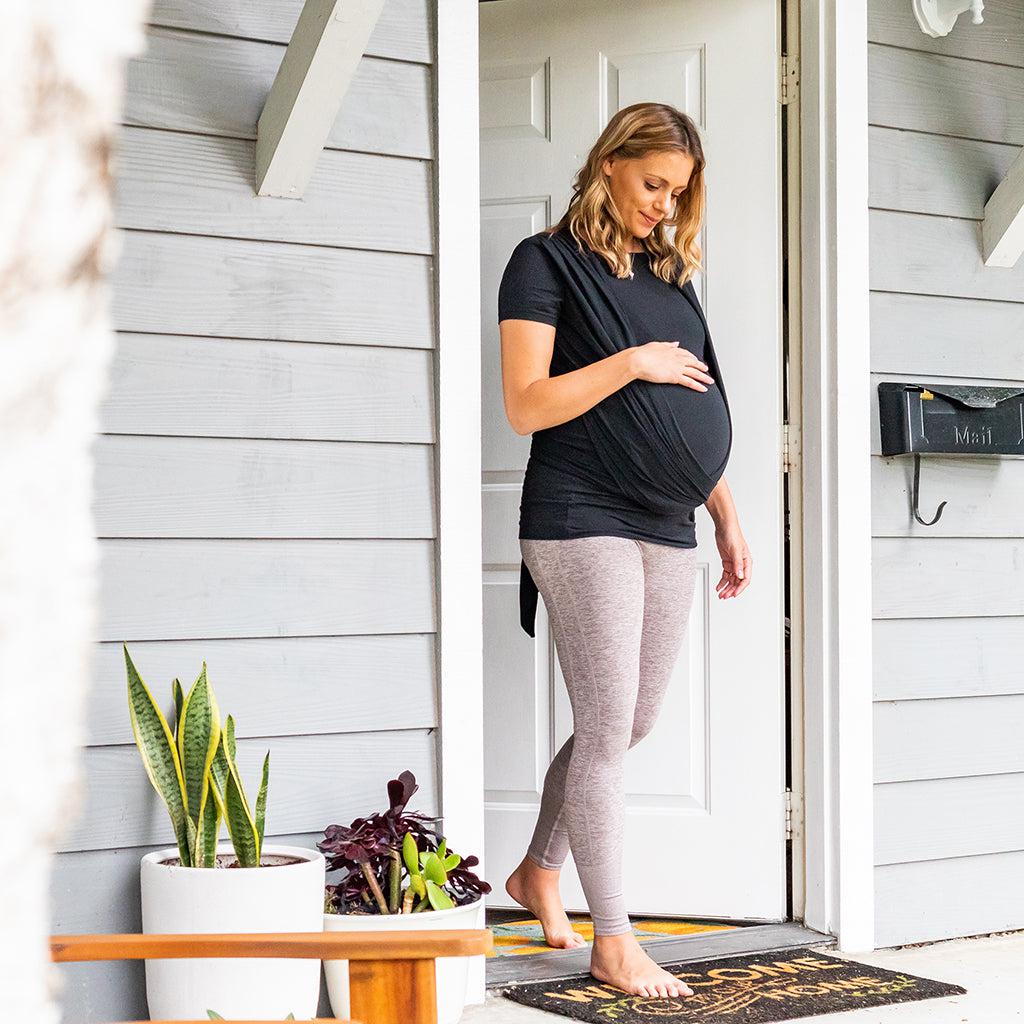 Moby Top med stöd och Wrap t-shirt Bump &amp; Beyond - Svart - Stretch omslag - MamaMilla