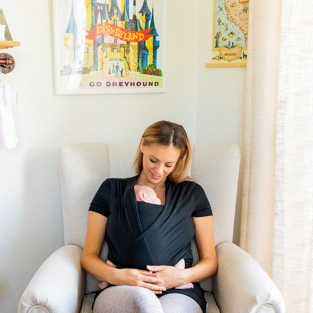 Moby Top med stöd och Wrap t-shirt Bump &amp; Beyond - Svart - Stretch omslag - MamaMilla