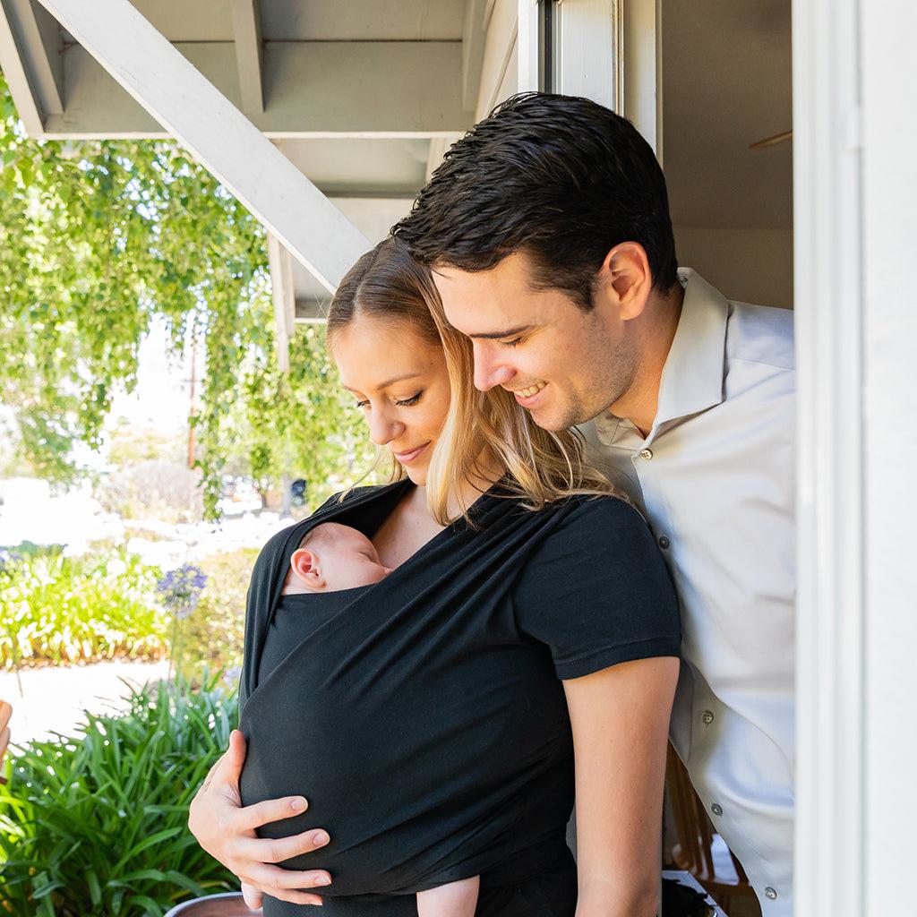 Moby Top med stöd och Wrap t-shirt Bump &amp; Beyond - Svart - Stretch omslag - MamaMilla