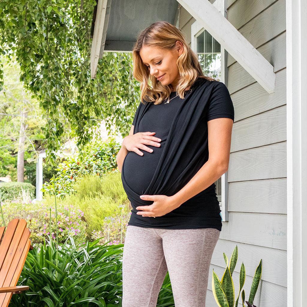 Moby Top med stöd och Wrap t-shirt Bump &amp; Beyond - Svart - Stretch omslag - MamaMilla