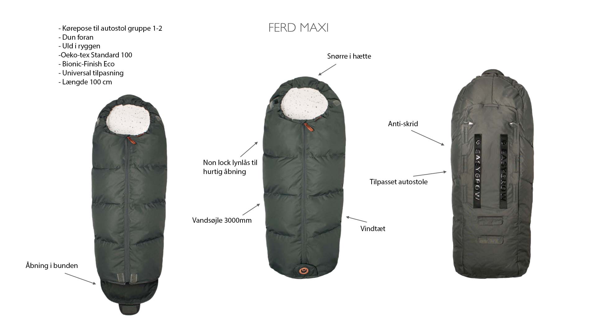 Easygrow FERD MAXI kørepose til autostol og vogn - Black - Kørepose - MamaMilla